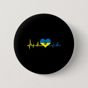Heartbeat Ukraine Flag I Stand With Ukraine 6 Cm Round Badge