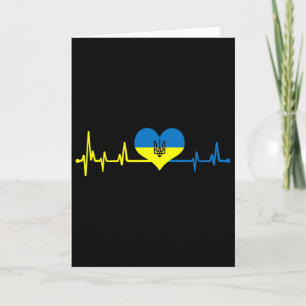 Heartbeat Ukraine Flag I Stand With Ukraine Card