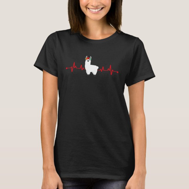 Heartbeat Valentine's Day Love Llama Boys Kids T-Shirt (Front)