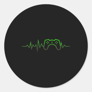 Heartbeat Video Game Lover Gift For Kids1 Classic Round Sticker