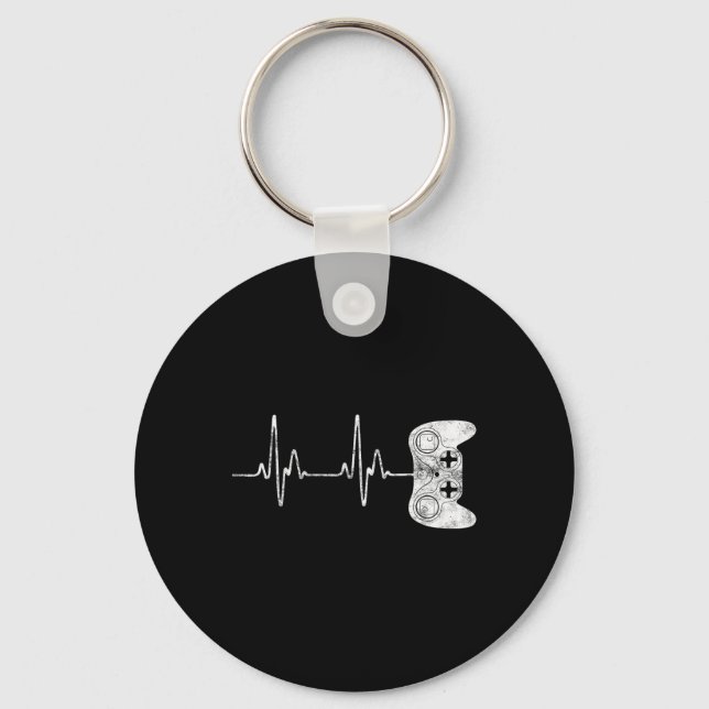 Heartbeat Video Game Lover Shirt  Key Ring (Front)