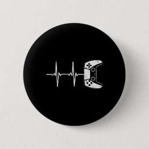 Heartbeat Video Games Gaming Boys Teens Men 6 Cm Round Badge