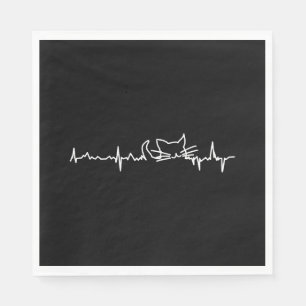 Heartbeat with Cat - Cat Lover - Cat Owner - Heart Napkin