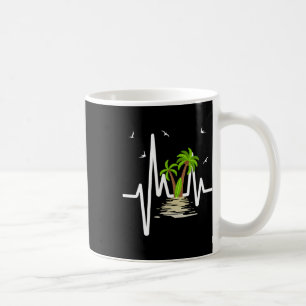 Heartbeat With Tropical Palm Trees Beach Island Su Coffee Mug
