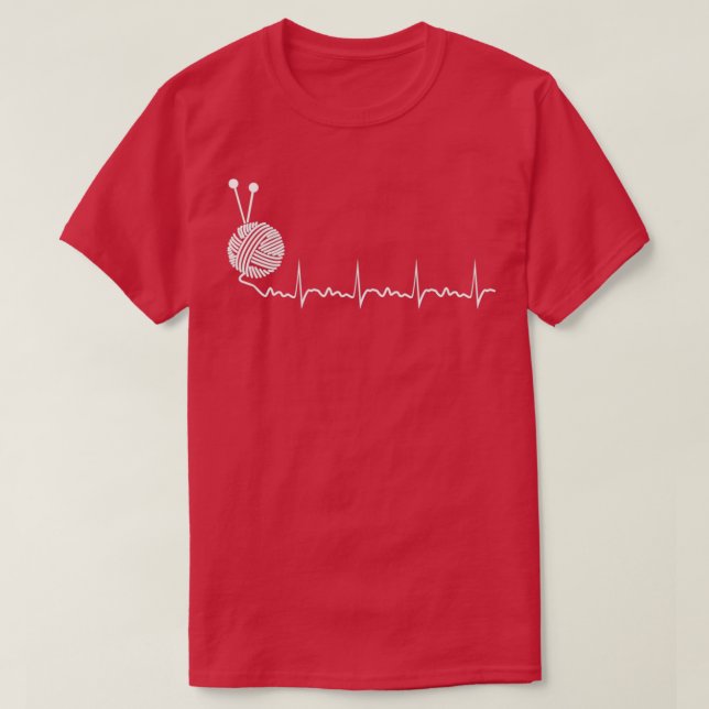 Heartbeat Yarn Knitting Gift Yarn Knitter  T-Shirt (Design Front)