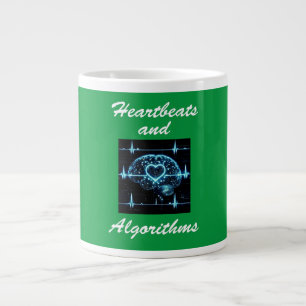 “Heartbeats and Algorithms” futuristic love Large Coffee Mug