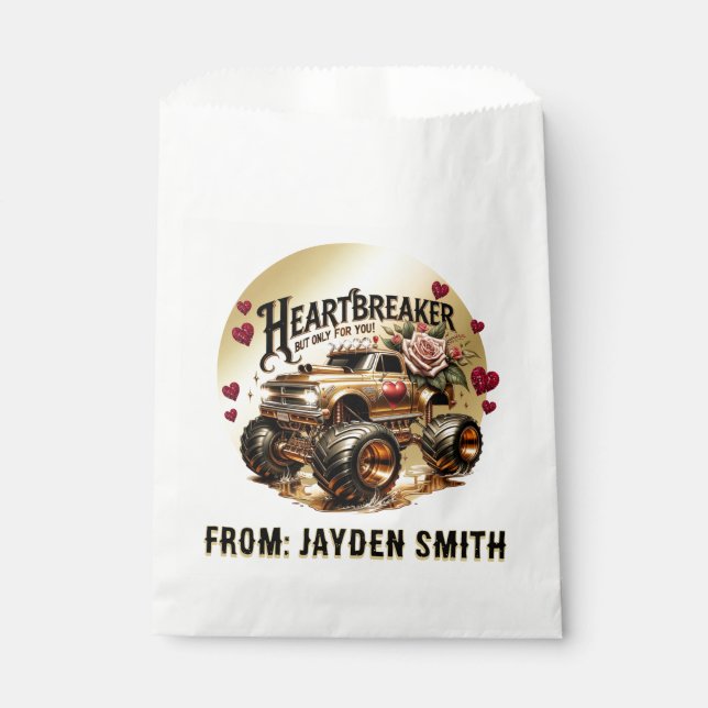 Heartbreaker Boy's Golden Monster Truck  Favour Bags (Front)