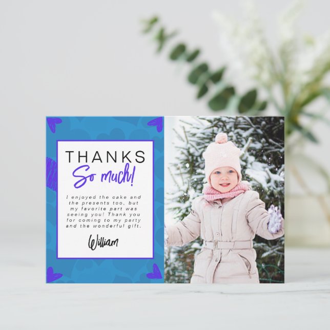 Heartbreaker Kids Photo Birthday Party Thank You (Standing Front)