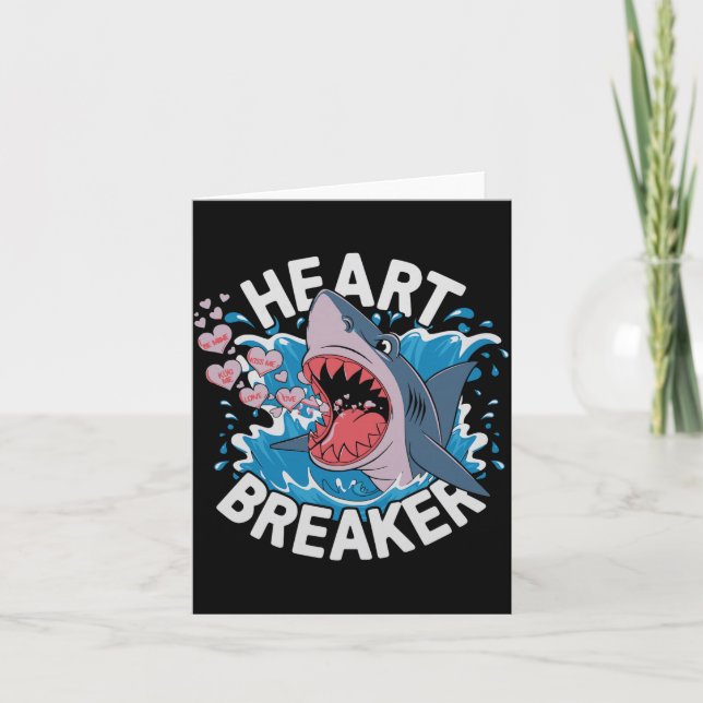 Heartbreaker Shark Cute Funny Love Design For Vale Card (Front)