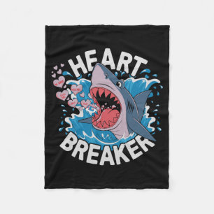 Heartbreaker Shark Cute Funny Love Design For Vale Fleece Blanket
