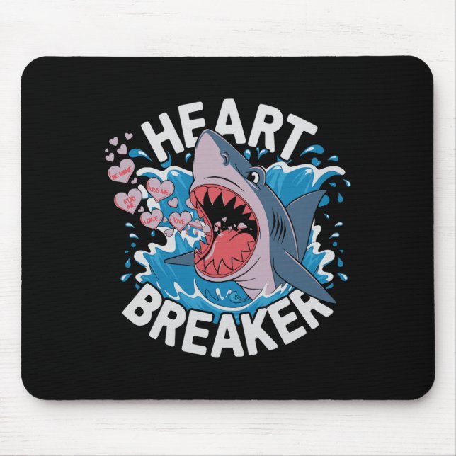 Heartbreaker Shark Cute Funny Love Design For Vale Mouse Mat (Front)