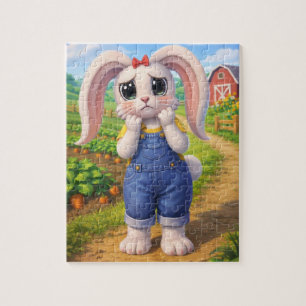 Heartbreakingly Cute: 3D Cartoon Bunny Feeling Sad Jigsaw Puzzle