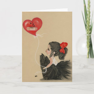 Heartbroken little sad cartoon girl Card