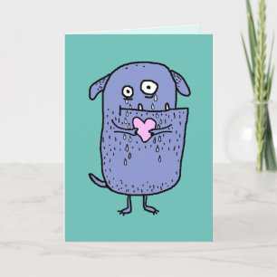 Heartbroken Whimsical Cartoon Dog Custom Text Card