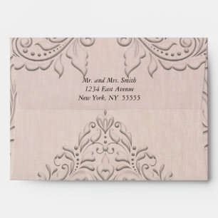 HeartChic - Coral linen damask heart Envelope