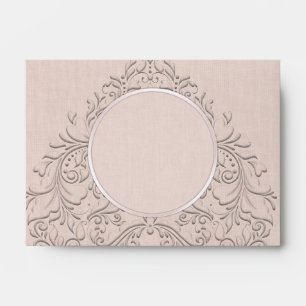 HeartChic - Coral linen damask heart Envelopes