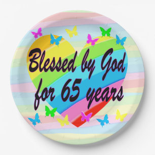 HEARTFELT 65TH BIRTHDAY PARTY PAPER PLATES
