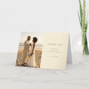 Heartfelt Beige Minimalist Photo Thank You Card