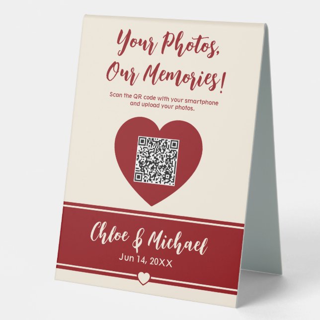 Heartfelt Blooms Wedding Photo Sharing QR Code (Front)