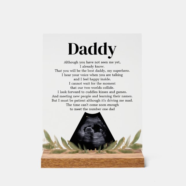Heartfelt Bump Poem for Daddy Ultrasonography Acrylic Sign (Front)