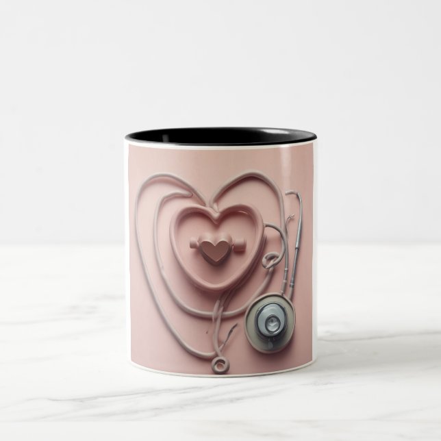 Heartfelt Care: Heart-Shaped Stethoscope Mug (Center)