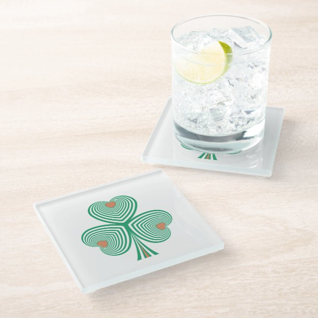 Heartfelt Clover Glass Coaster (Angled)