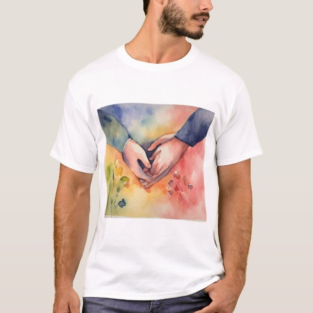 "Heartfelt Connection Watercolor Tee" T-Shirt (Front)
