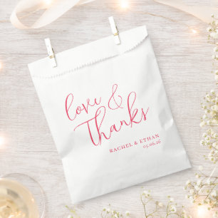 Heartfelt Coral Calligraphy Favour Bags