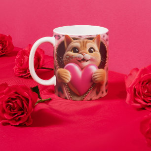 Heartfelt Elegance: Custom Valentine's Day Two-Tone Coffee Mug