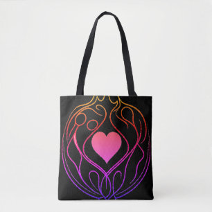 Heartfelt Embrace: Elegant Love Design Tote Bag