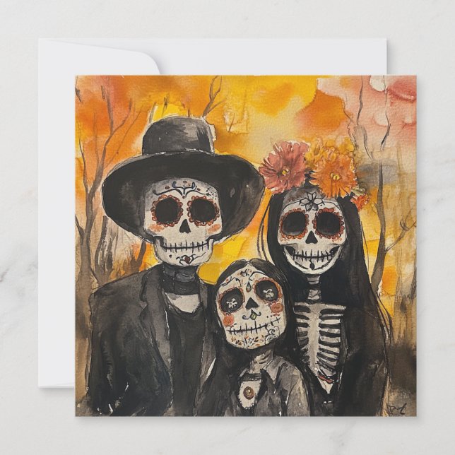 Heartfelt Family Dia de los Muertos Invitation (Front)