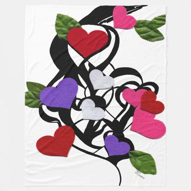"Heartfelt" Fleece blanket, large Blanket (Front)