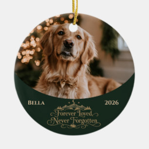 Heartfelt Forever Loved Dog Memorial Photo Ceramic Tree Decoration