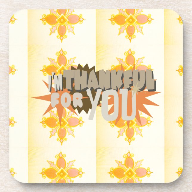 Heartfelt Gratitude: "Thankful For You" with Love, Coaster (Front)