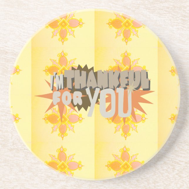 Heartfelt Gratitude: "Thankful For You" with Love, Coaster (Front)