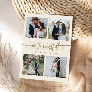Heartfelt Gratitude Wedding Multi Photo Cream Thank You Card
