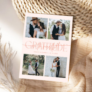 Heartfelt Gratitude Wedding Multi Photo Peach Thank You Card