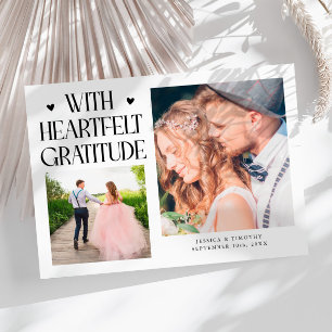 Heartfelt Gratitude White Wedding Multi Photo Thank You Card