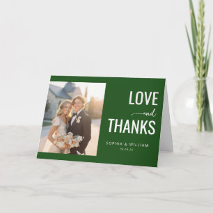 Heartfelt Green Minimalist Photo Thank You Card