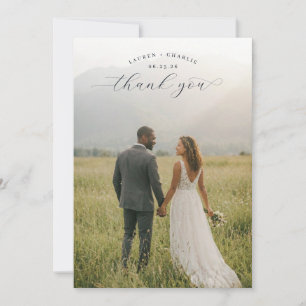 Heartfelt Green Rustic Photo Thank You Card