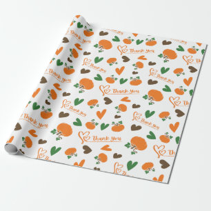 Heartfelt Harvest Thank You Wrap Roll Pumpkins Wrapping Paper