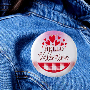 Heartfelt Hello: Wearable Valentine's Day Greeting 6 Cm Round Badge