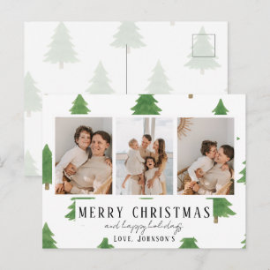 Heartfelt Holiday Christmas Watercolor Trees Postcard