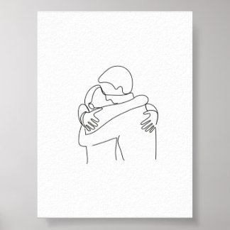 Heartfelt Hug - Minimalist Couple Embrace Art Gift Poster