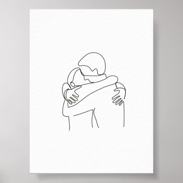 Heartfelt Hug - Minimalist Couple Embrace Art Gift Poster (Front)
