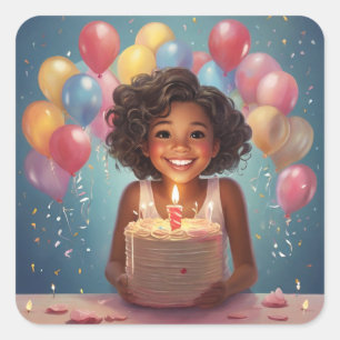 Heartfelt Joy: Celebratory Birthday Wishes Collect Square Sticker