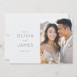 Heartfelt Light Gray Minimalist Photo Thank You Card