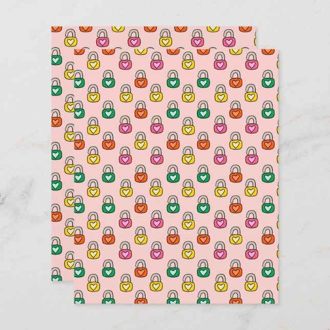 Heartfelt Locks Pattern Flat Paper Sheet (Front/Back)