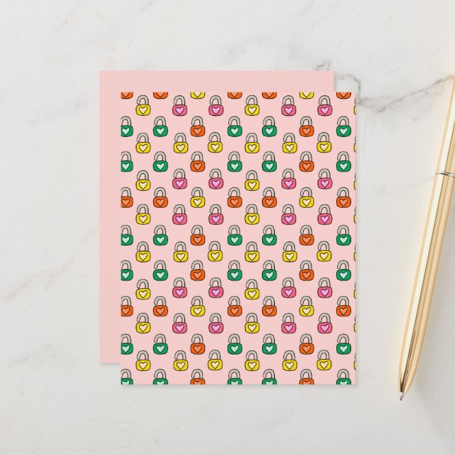 Heartfelt Locks Pattern Flat Paper Sheet II (Front/Back In Situ)