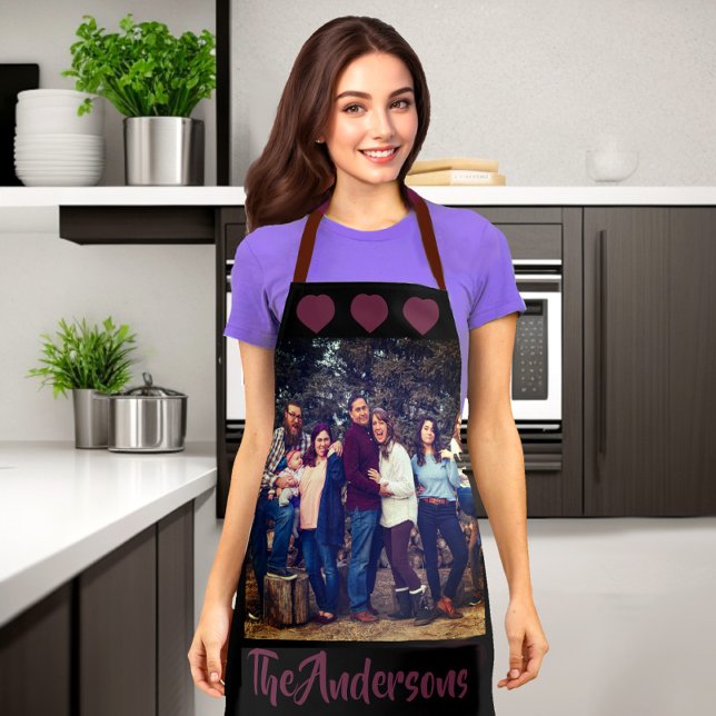 Heartfelt Memories Cooking  Apron (Photo apron with customized hearts and personalized text)